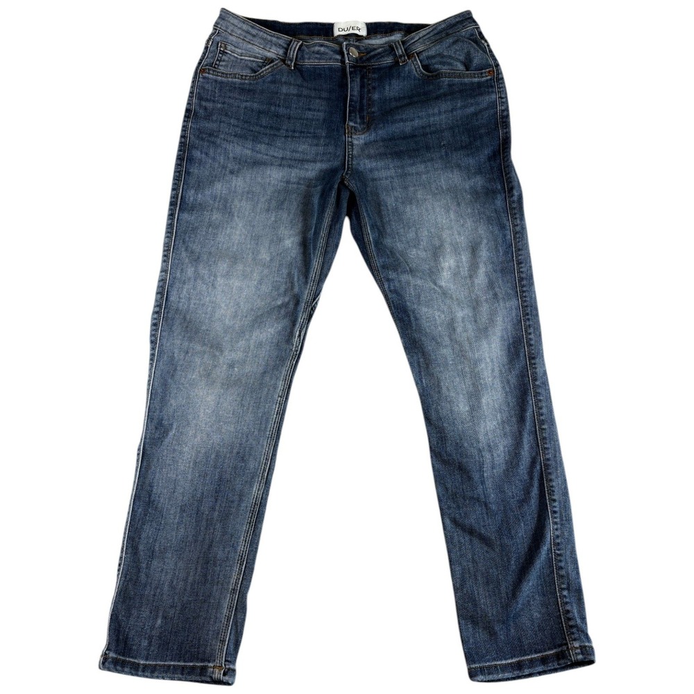 DU/ER Performance Jeans Mens 31x28 Blue Denim Washed Rugged Relaxed Straight Leg